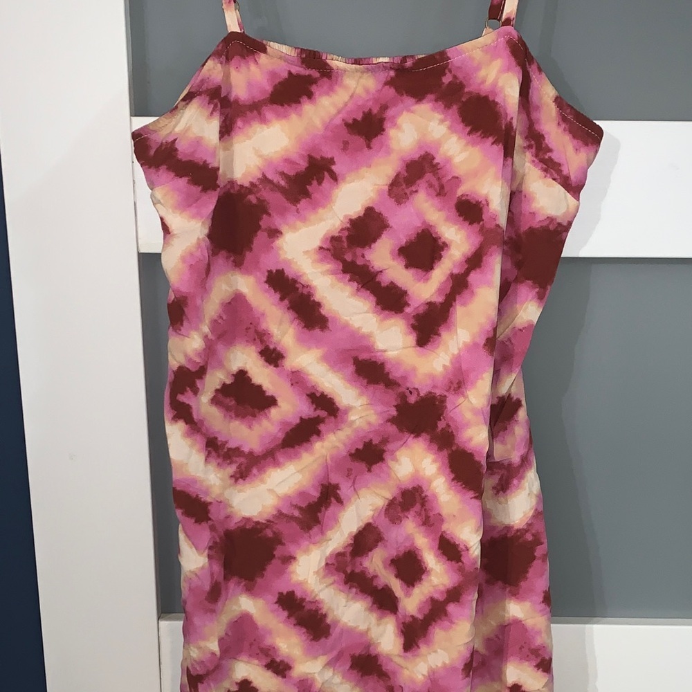Japna Pink and Brown Geometric Maxi Dress - Picture 4 of 7